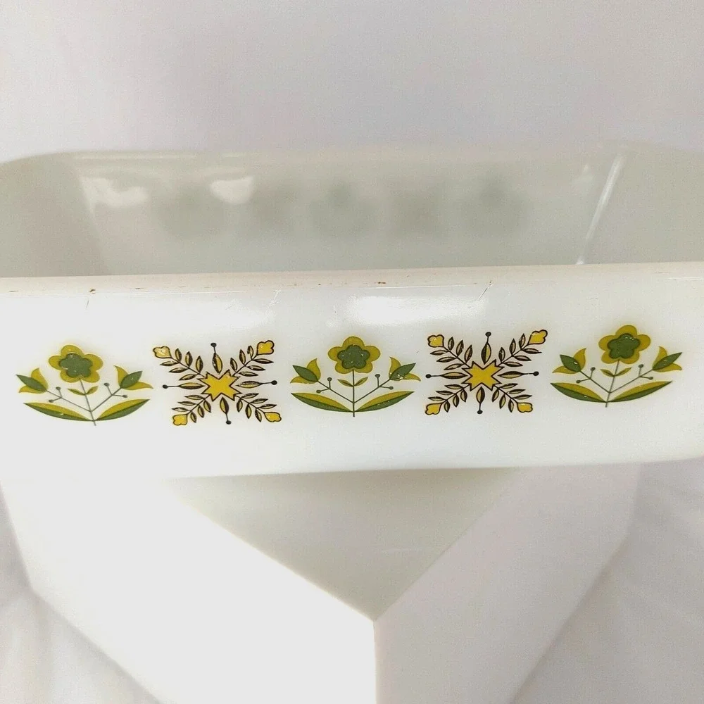 VINTAGE ANCHOR HOCKING Fire King Casserole‎ # 441 Meadow Green Loaf Pan 1 Qt